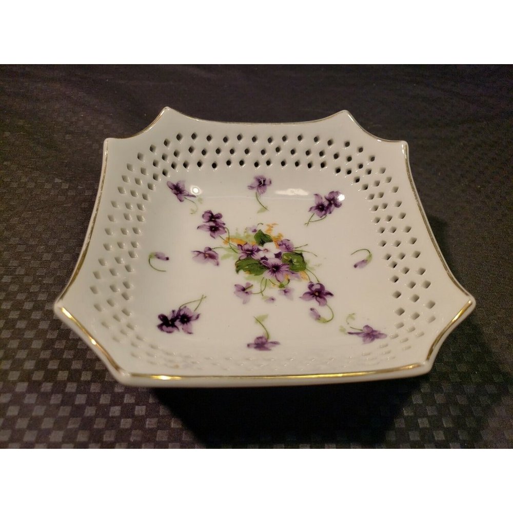 NORCREST CHINA Bowl FLORAL BOUQUET GOLD TRIM